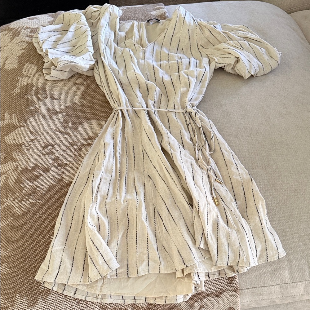 Tinsel Cream and Black Striped Midi Dress